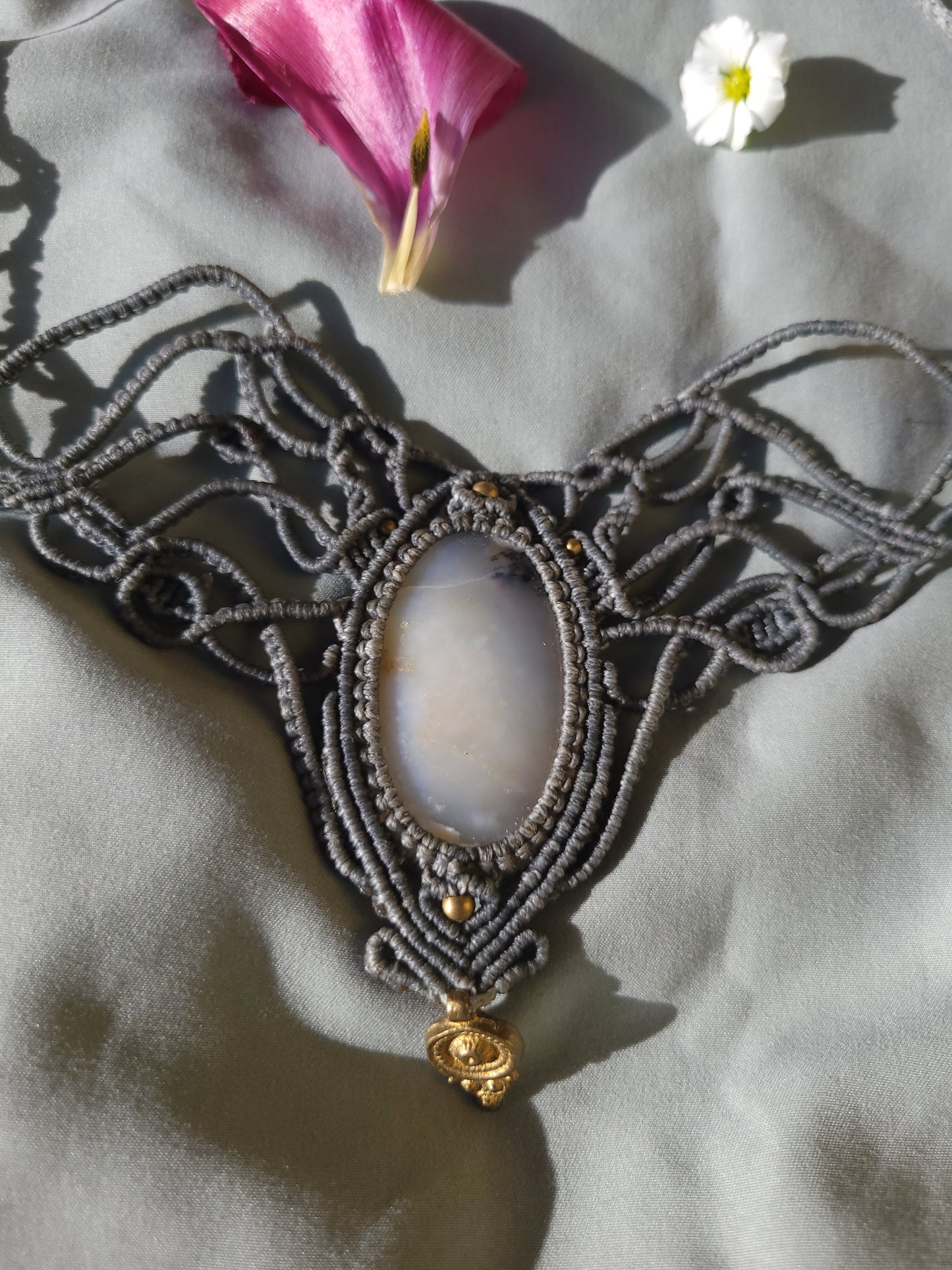 Handmade Macrame Agate Necklace