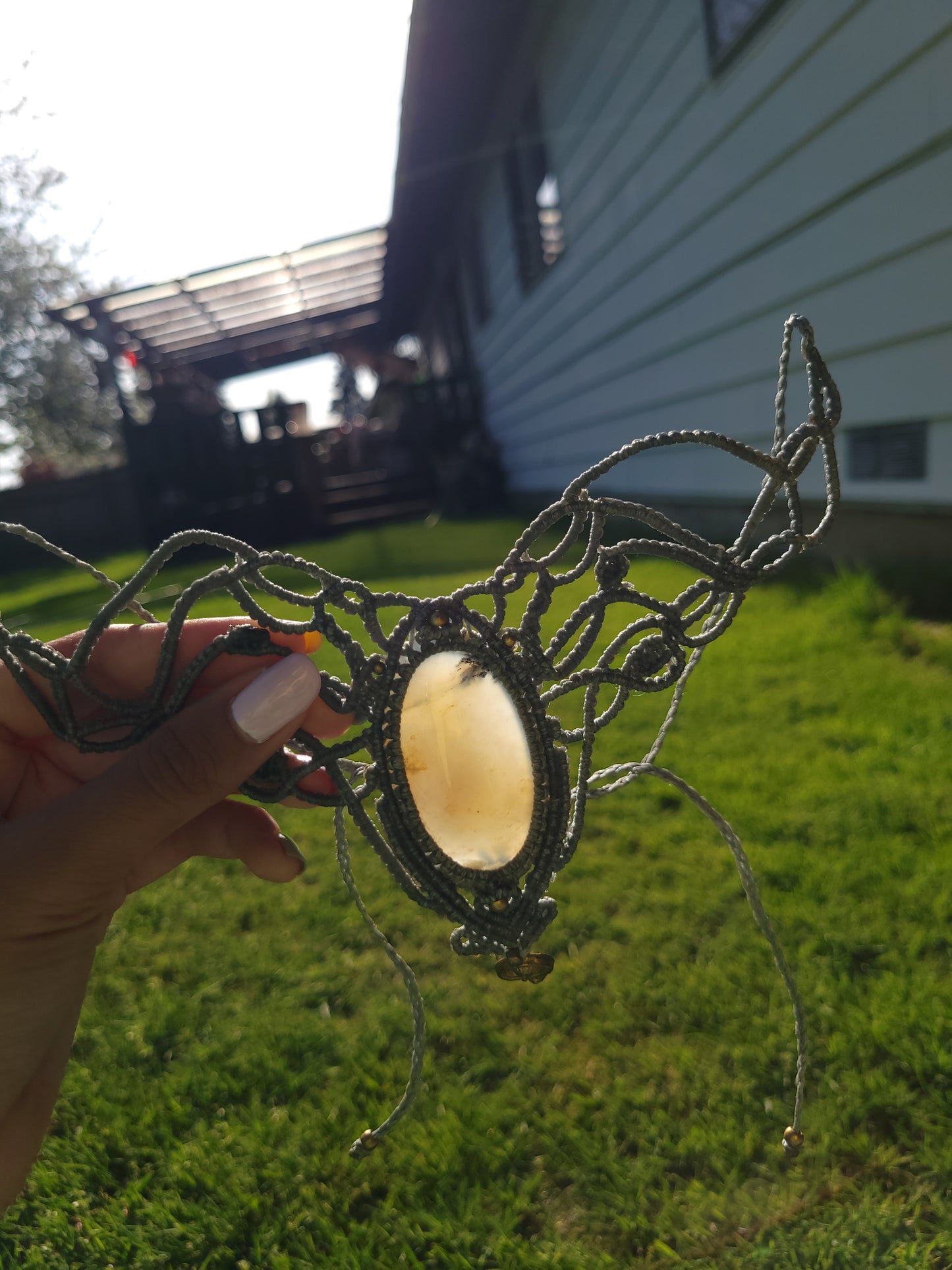 Handmade Macrame Agate Necklace