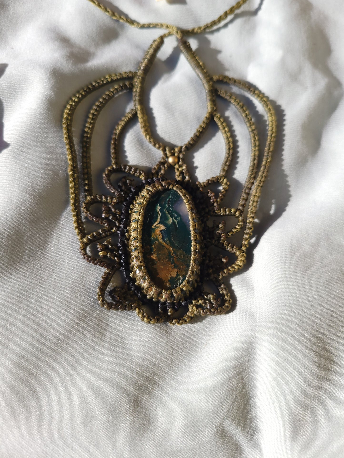 Handmade Macrame Moss Agate Necklace