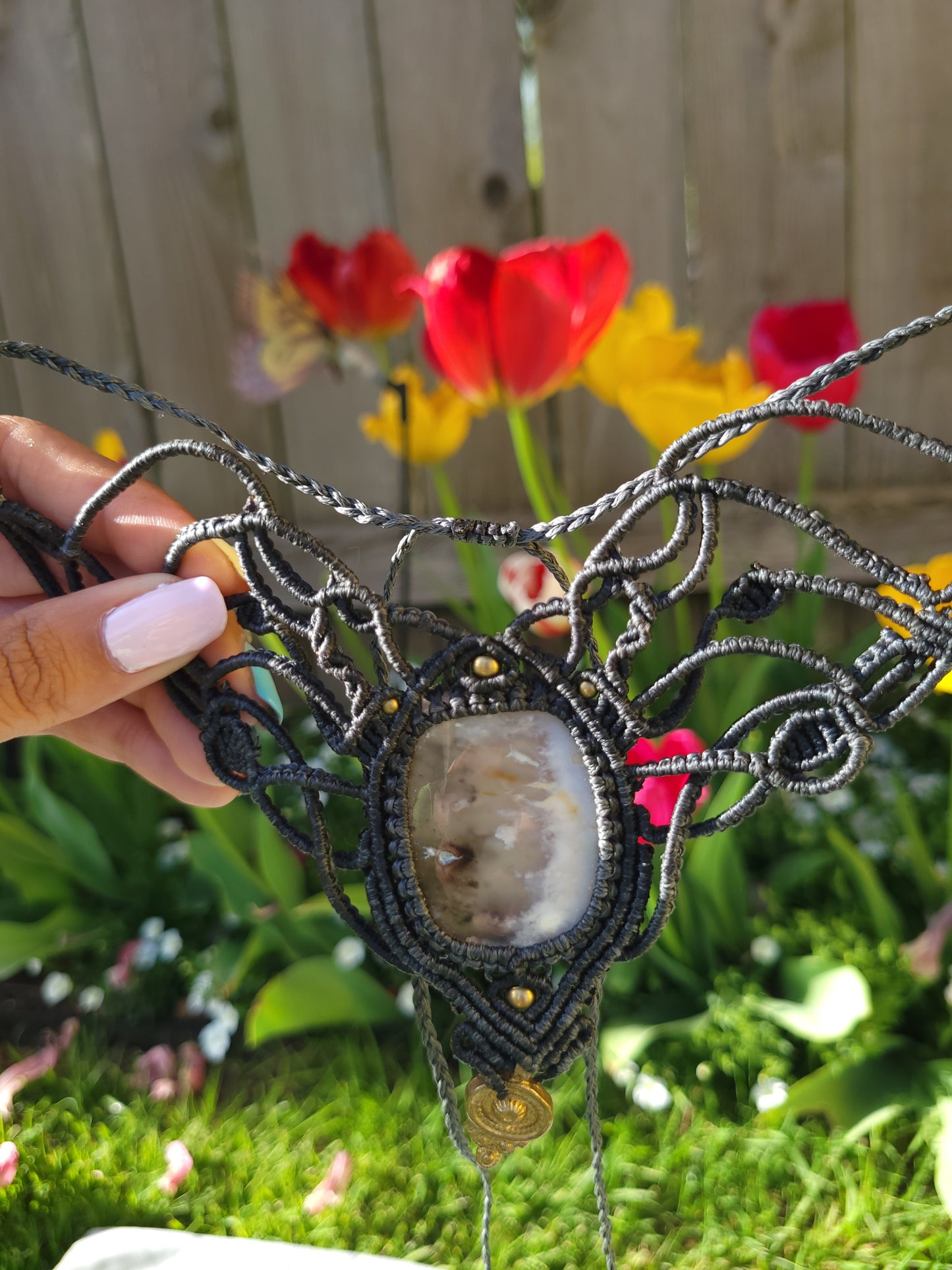 Handmade Macrame Agate Necklace