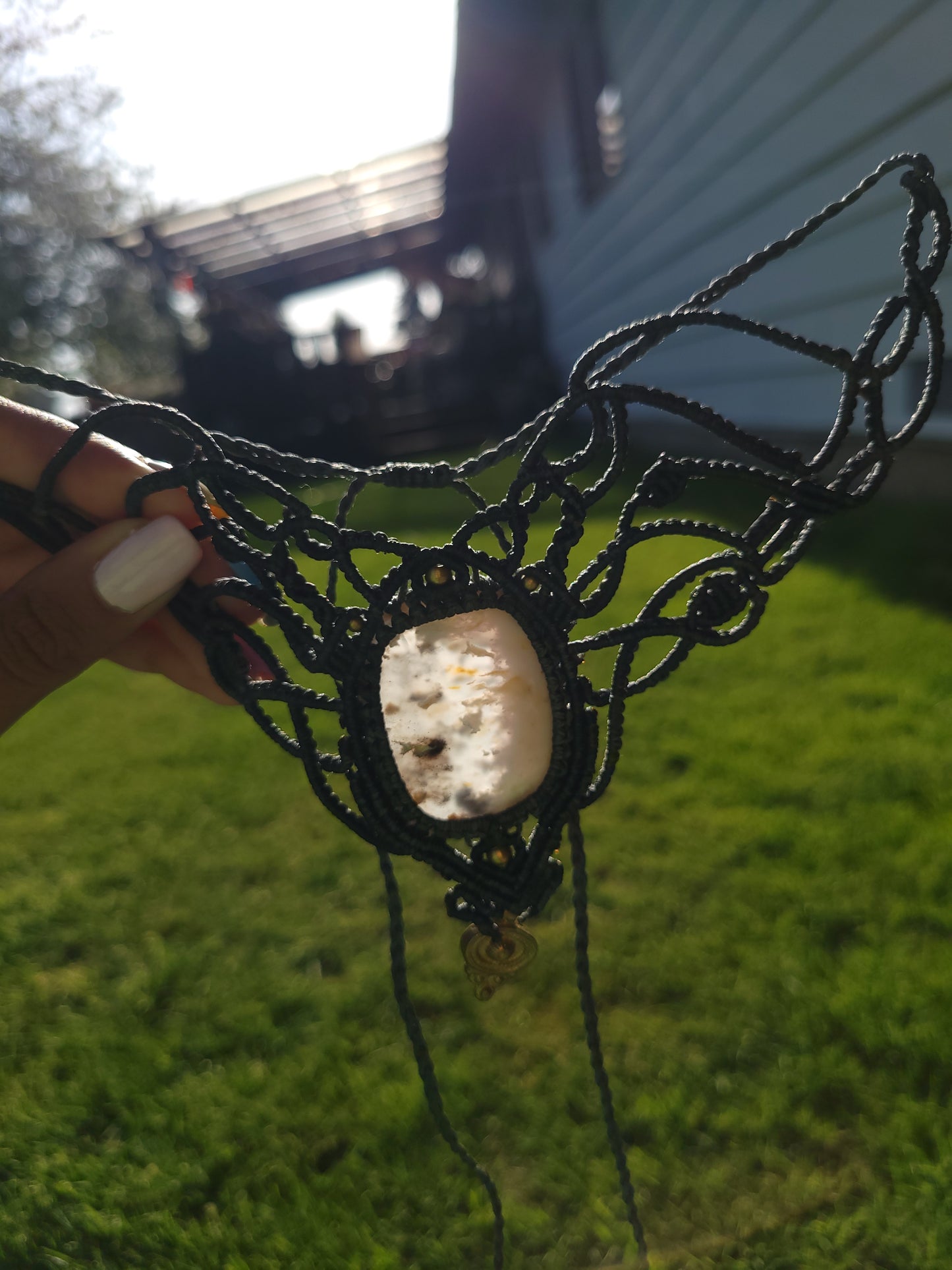 Handmade Macrame Agate Necklace