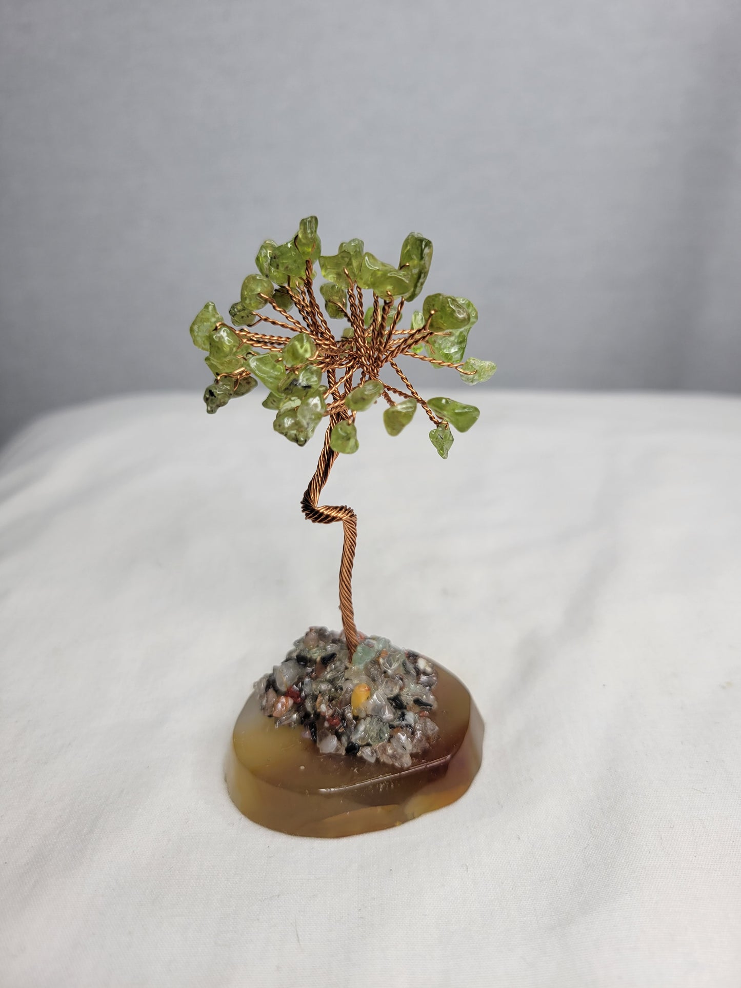 Green Adventerine with Agate Base Money Tree