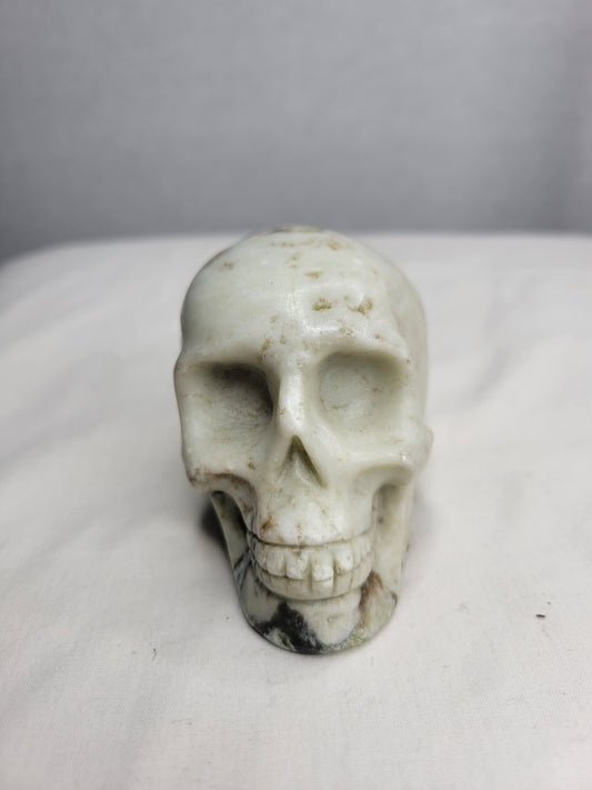 White with Green Jade Skull