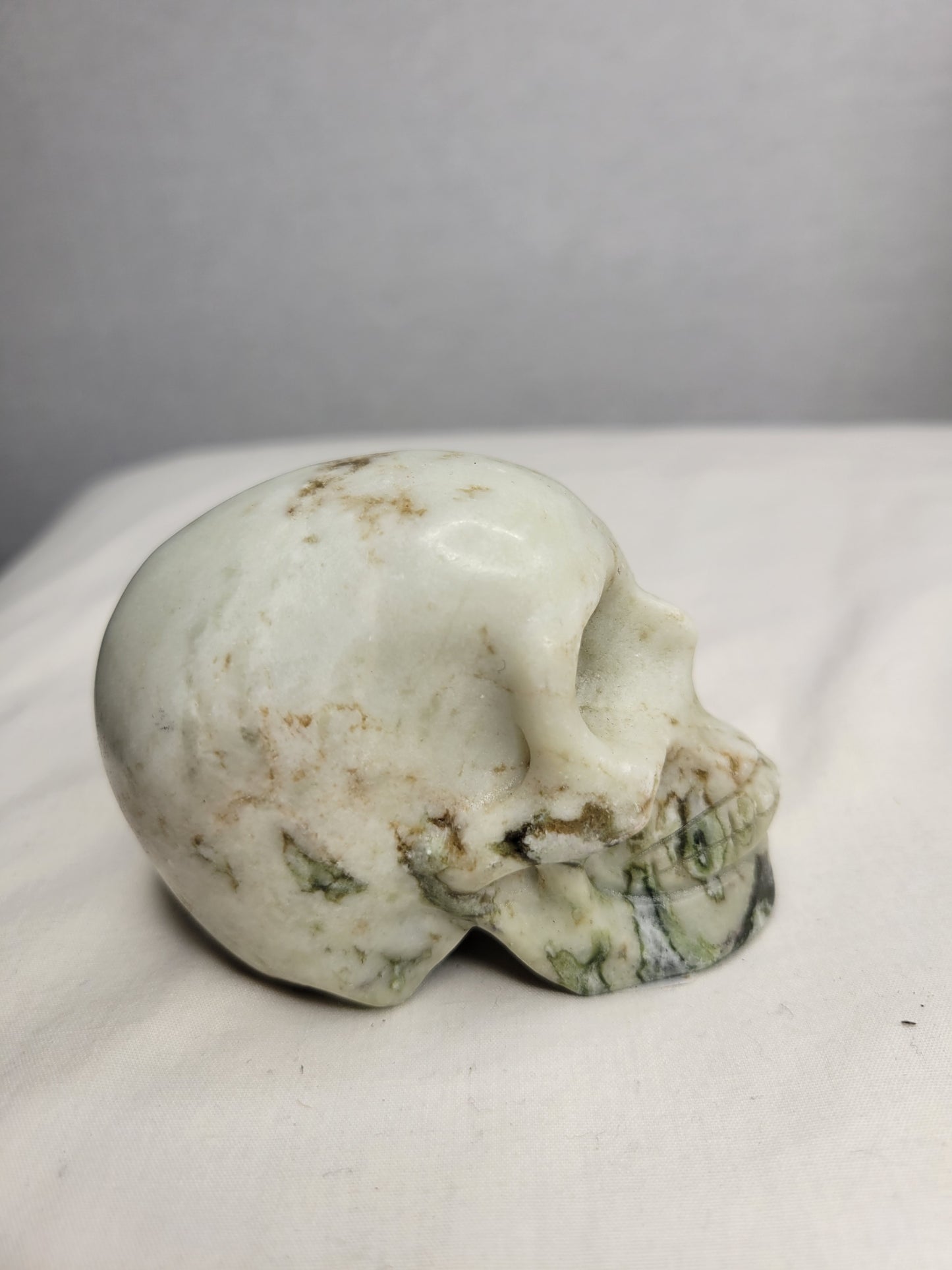 White with Green Jade Skull