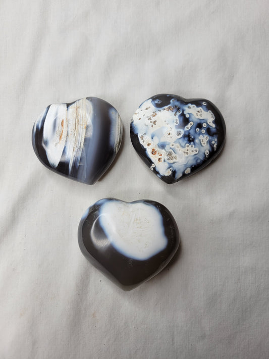 Orca Agate Hearts