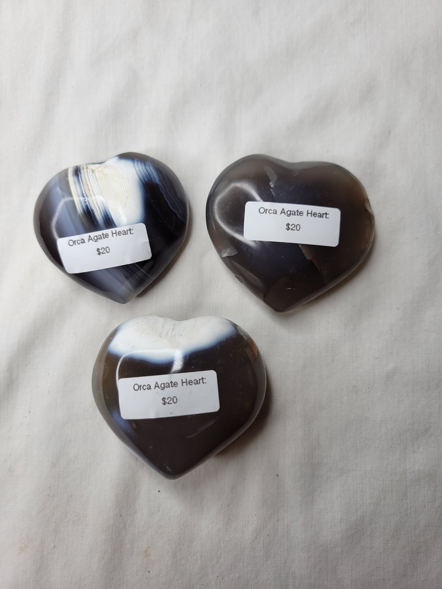 Orca Agate Hearts