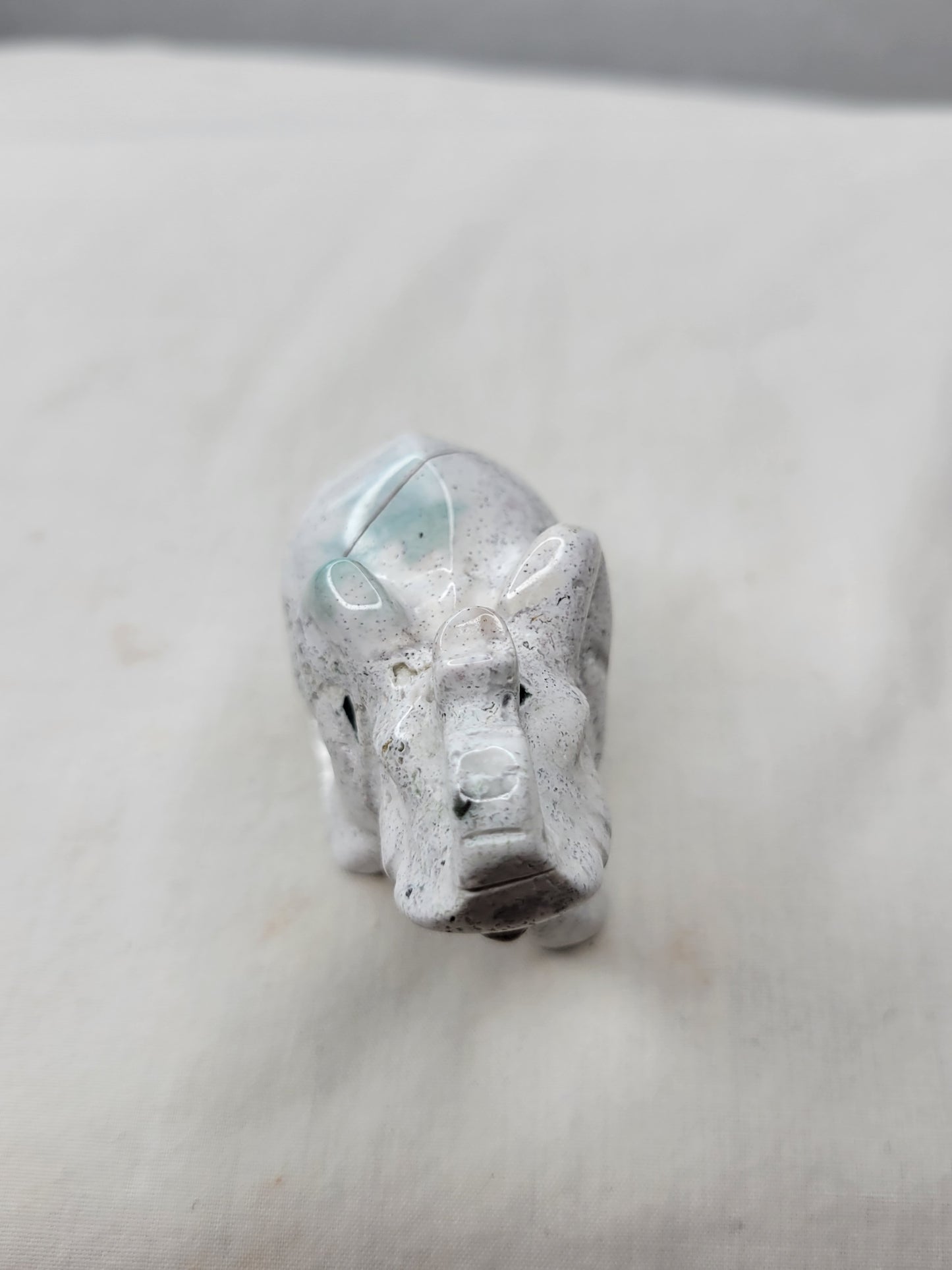 White Moss Agate Elephant