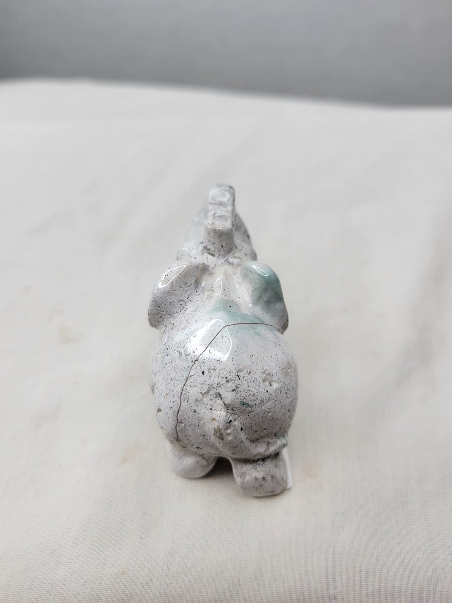 White Moss Agate Elephant