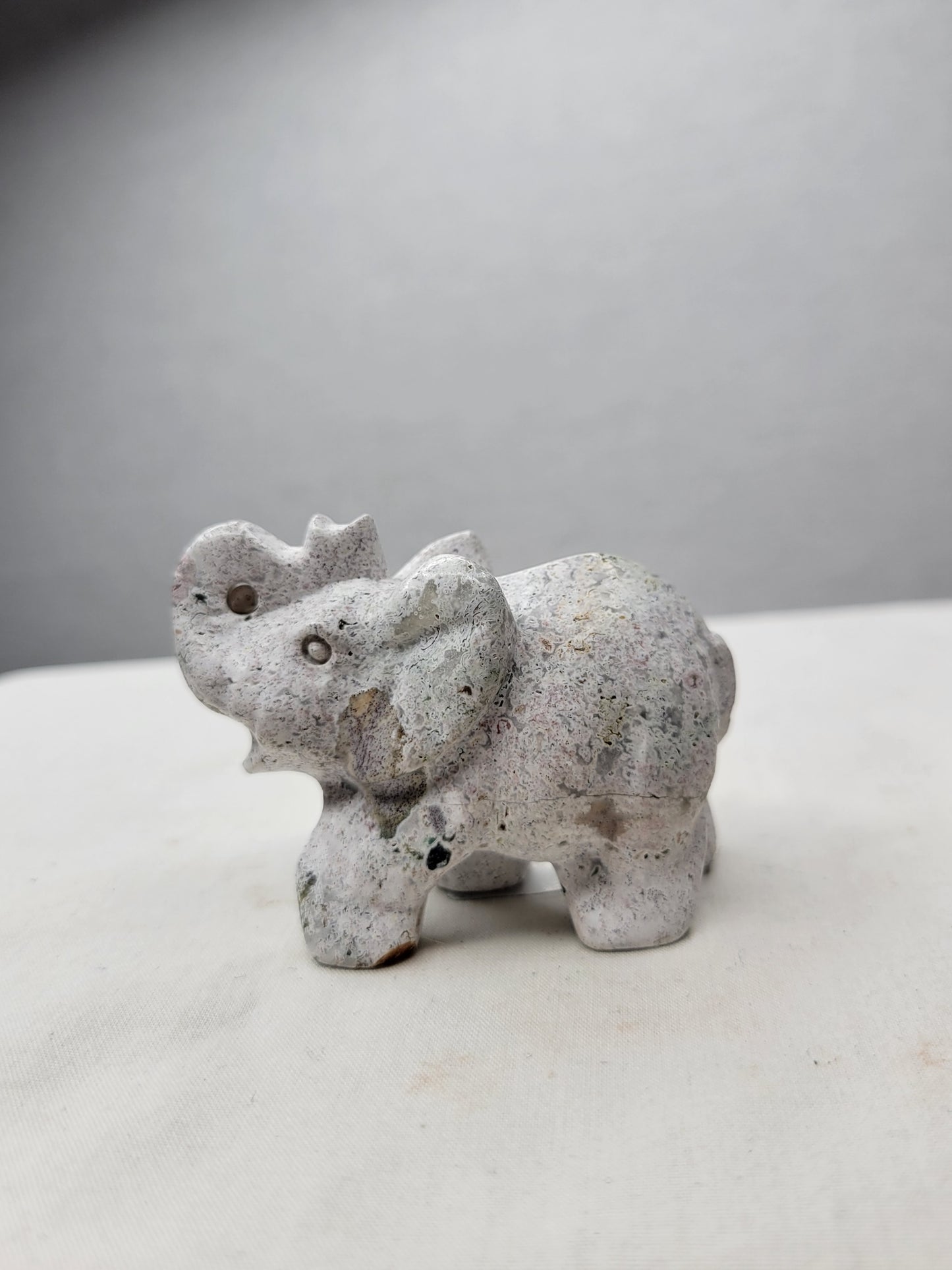 White Moss Agate Elephant