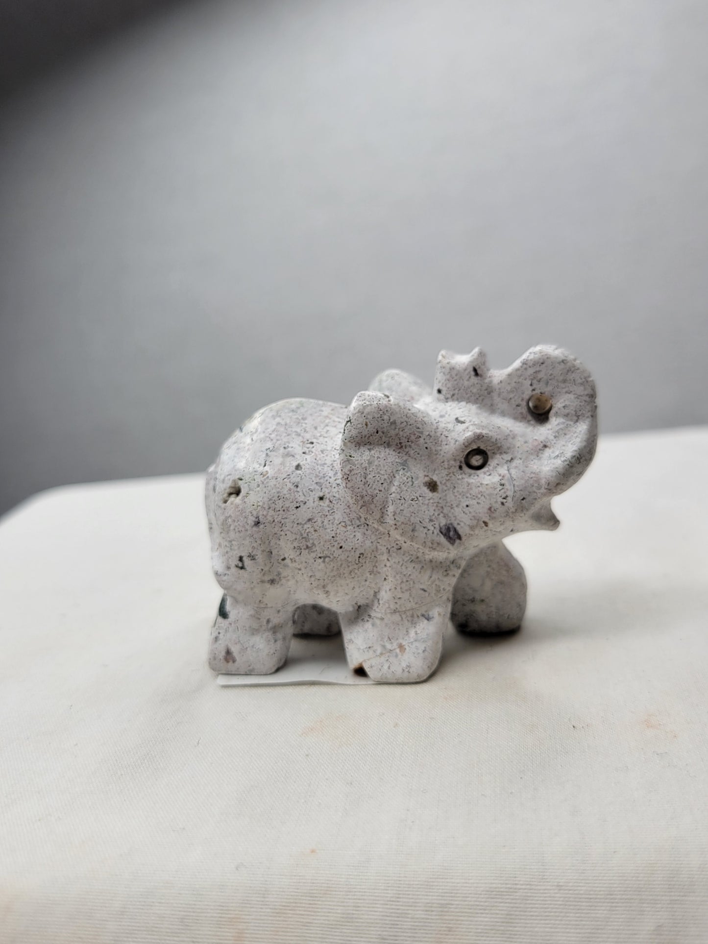 White Moss Agate Elephant